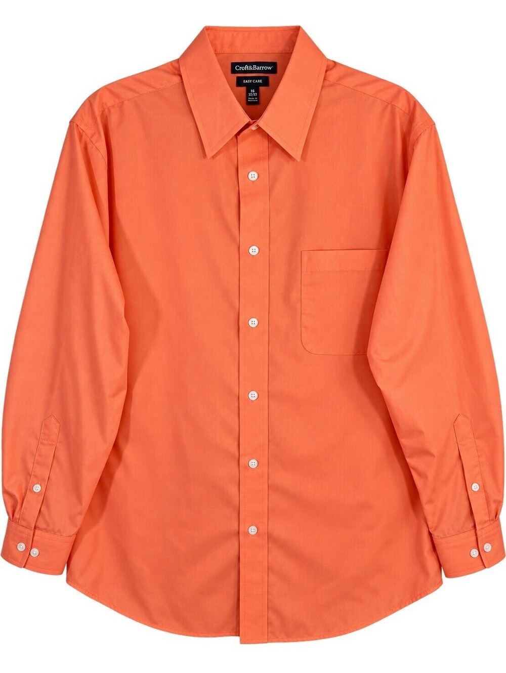 Croft & Barrow Mens 16 32/33 Orange Coral Classic Fit Easy Care Dress Shirt